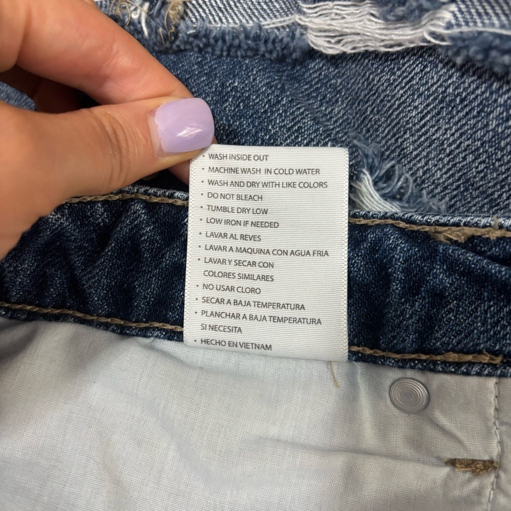 KanCan Blue Distressed Jean Denim Shorts‎ Raw Hem - Picture 8 of 8